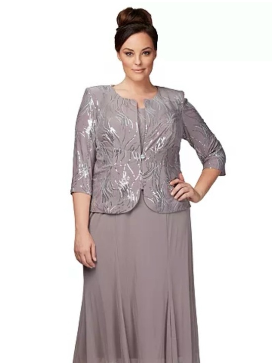 Alex Evenings Dresses & Skirts - Alex Evenings Silver-Accented Gray Two-Piece Evening Set Size 18